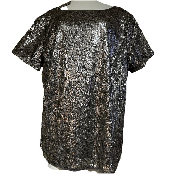 Talbots Tops - TALBOTS rsvp New Metallic Sequin TEE Blouse Top 18 Silver Pewter Party  Holiday